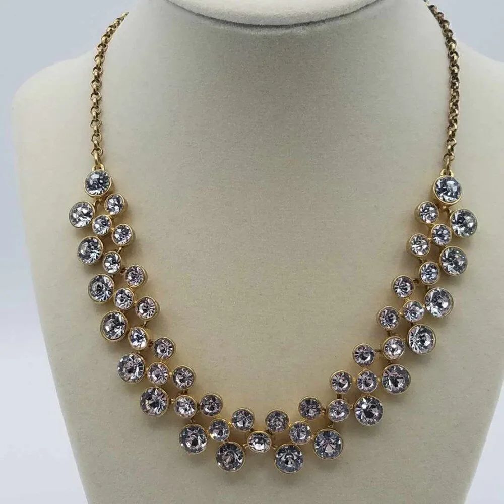 NWOT J Crew 3 Row Rhinestone Crystal Necklace